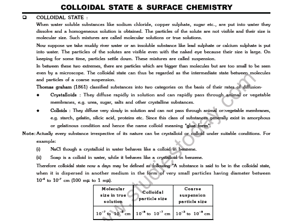 JEE-Mains-Chemistry-Colloidal-State-and-Surface-Chemistry-Notes 1