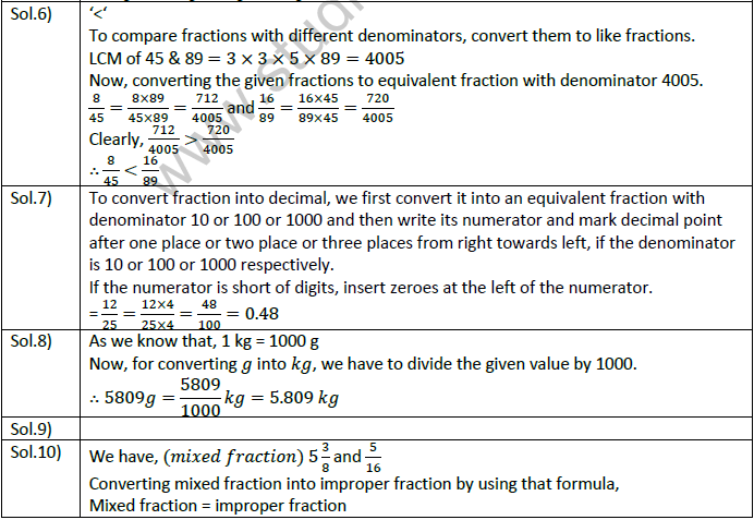 NCERT Class 6 Mathematics Chapter 4 Fractions and Decimals Exemplar Solutions