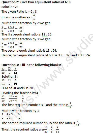 RD Sharma Solutions Class 6 Maths Chapter 9 Ratio Proportion and Unitary Method