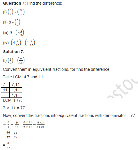 RD Sharma Solutions Class 7 Chapter 2 Fraction