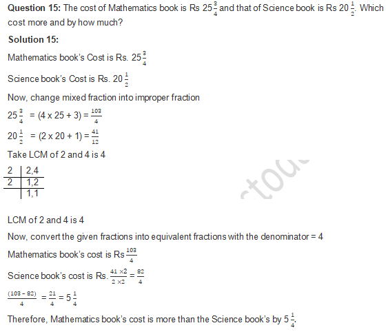 RD Sharma Solutions Class 7 Chapter 2 Fraction