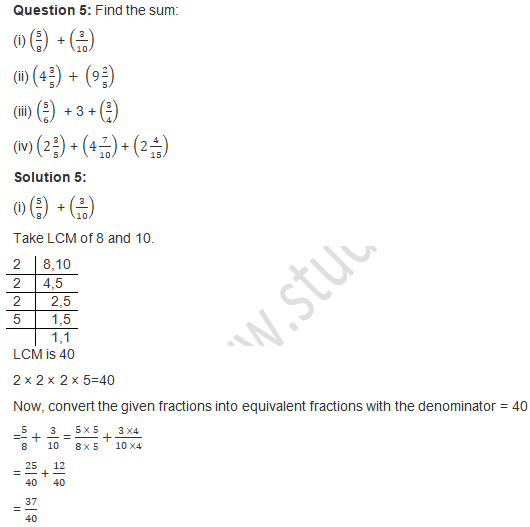 RD Sharma Solutions Class 7 Chapter 2 Fraction