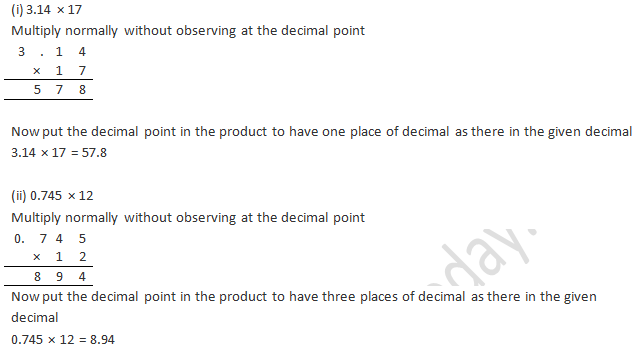 RD Sharma Solutions Class 7 Chapter 3 Decimals