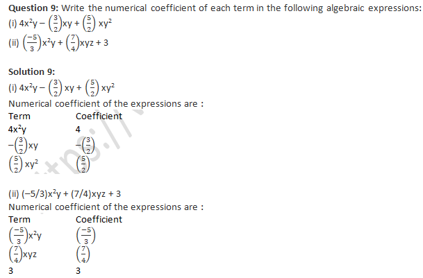 RD Sharma Solutions Class 7 Chapter 7 Algebraic Expressions