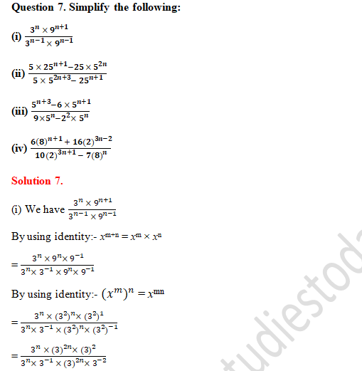 RD Sharma Solutions Class 9 Chapter 2 Exponents of Real Number