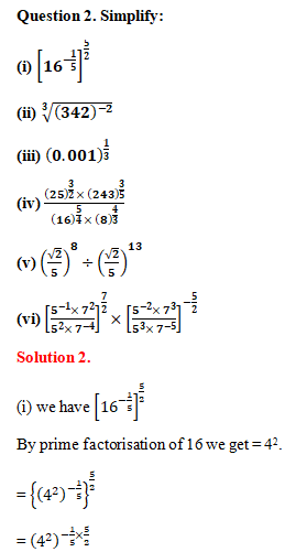 RD Sharma Solutions Class 9 Chapter 2 Exponents of Real Number