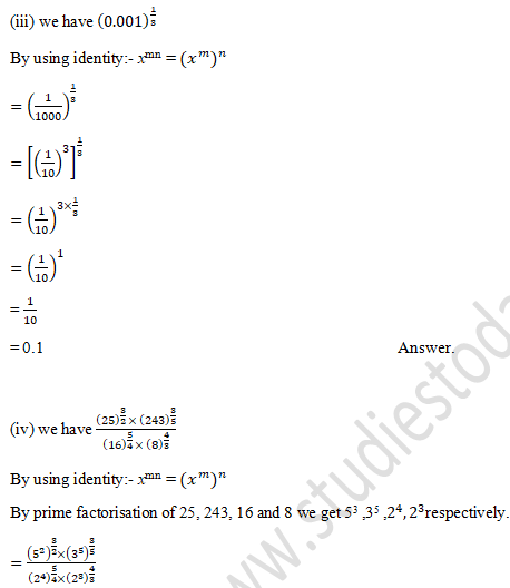 RD Sharma Solutions Class 9 Chapter 2 Exponents of Real Number