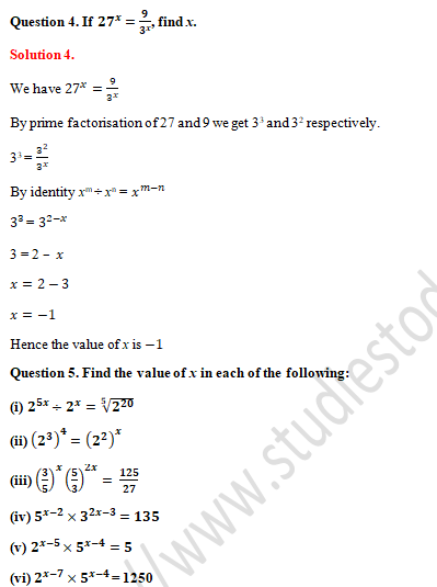 RD Sharma Solutions Class 9 Chapter 2 Exponents of Real Number