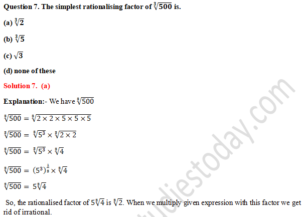 RD Sharma Solutions Class 9 Chapter 3 Rationalisation