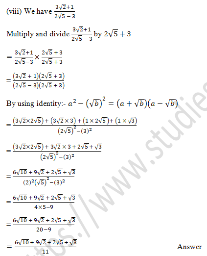 RD Sharma Solutions Class 9 Chapter 3 Rationalisation