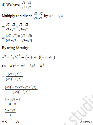 RD Sharma Solutions Class 9 Chapter 3 Rationalisation