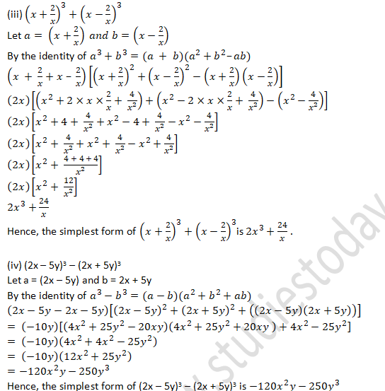 RD Sharma Solutions Class 9 Chapter 4 Algebraic Identities