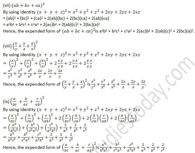 RD Sharma Solutions Class 9 Chapter 4 Algebraic Identities