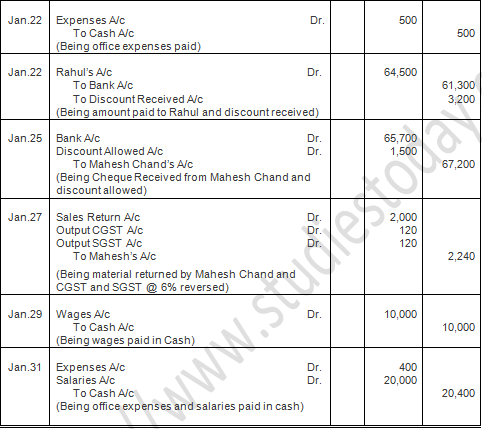 TS Grewal Accountancy Class 11 Solution Chapter 8 Journal