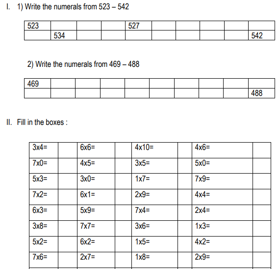 CBSE Class 1 Mathematics Sample Paper Set O
