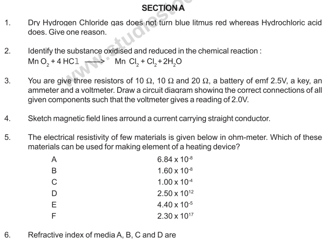 CBSE Class 10 Science Sample Paper 2014 Set M