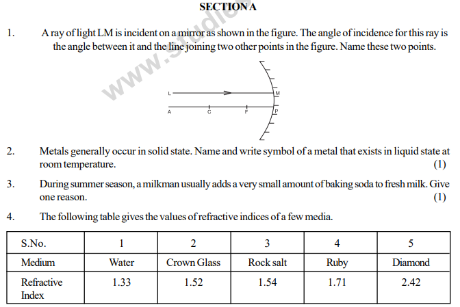 CBSE Class 10 Science Sample Paper 2014 Set N