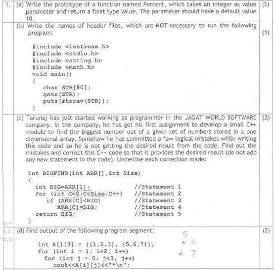 CBSE Class 12 Computer Science Sample Paper 2015 Set H
