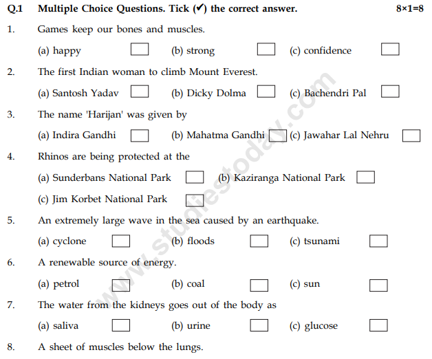 CBSE Class 5 EVS Model Test Paper