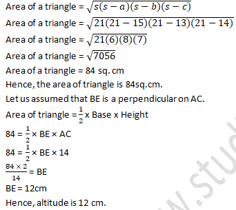 RD Sharma Solutions Class 9 Chapter 12 Herons Formula