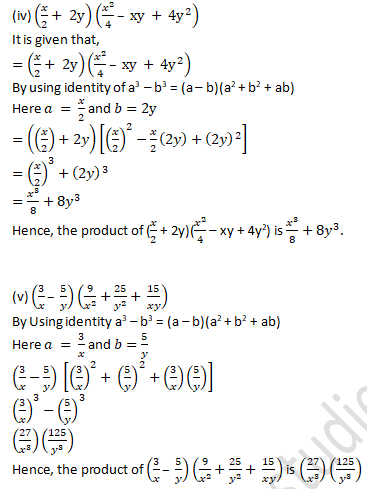 RD Sharma Solutions Class 9 Chapter 4 Algebraic Identities