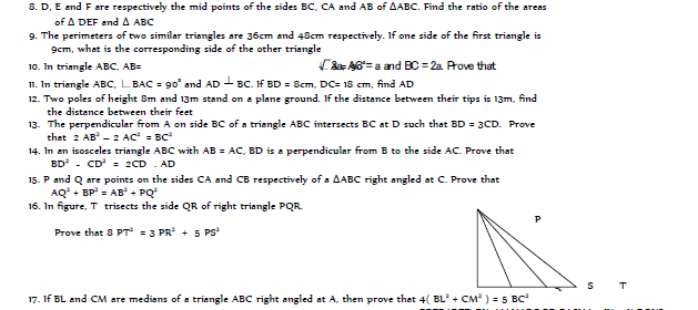 CBSE Class 10 Mathematics Worksheet - Triangles (4) 2