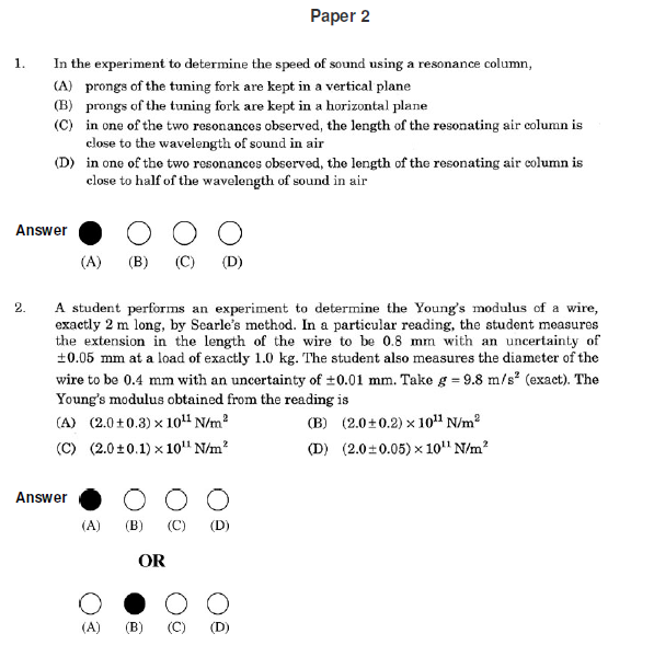 JEE Advanced Sample Question Paper Set 2 2007 with Answers 1