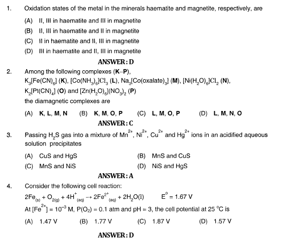 JEE Advanced Sample Question Paper Set 2 2011 with Answers 1