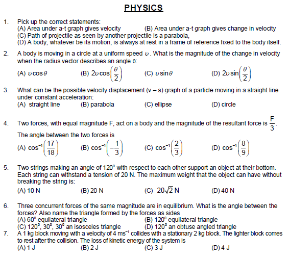 JEE Main Sample Paper 2015 Set C 1