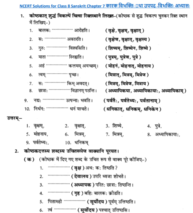 Vibhakti Chart