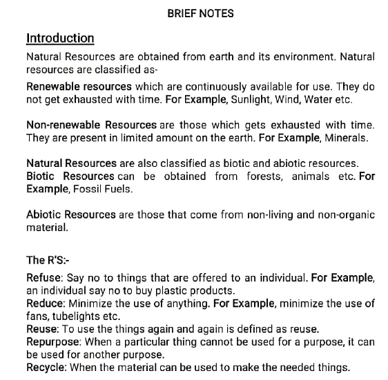 class 10 biology notes1managent of resources 1