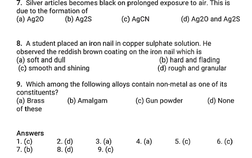 class 10 chemistry worksheet 8 2