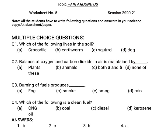 class6 science worksheet5 1