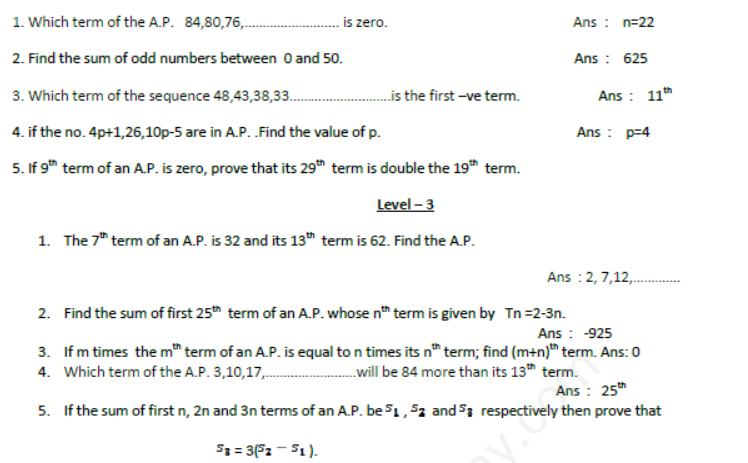 CBSE Class 10 Arithmetic Progression