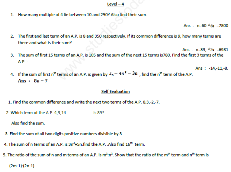 CBSE Class 10 Arithmetic Progression