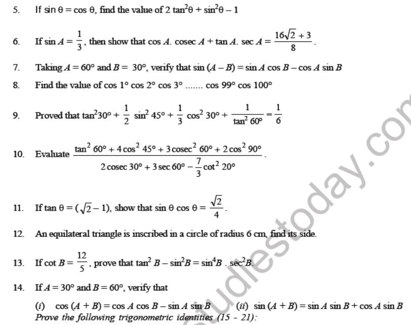 CBSE Class 10 Trigonometry