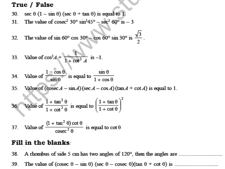 CBSE Class 10 Trigonometry