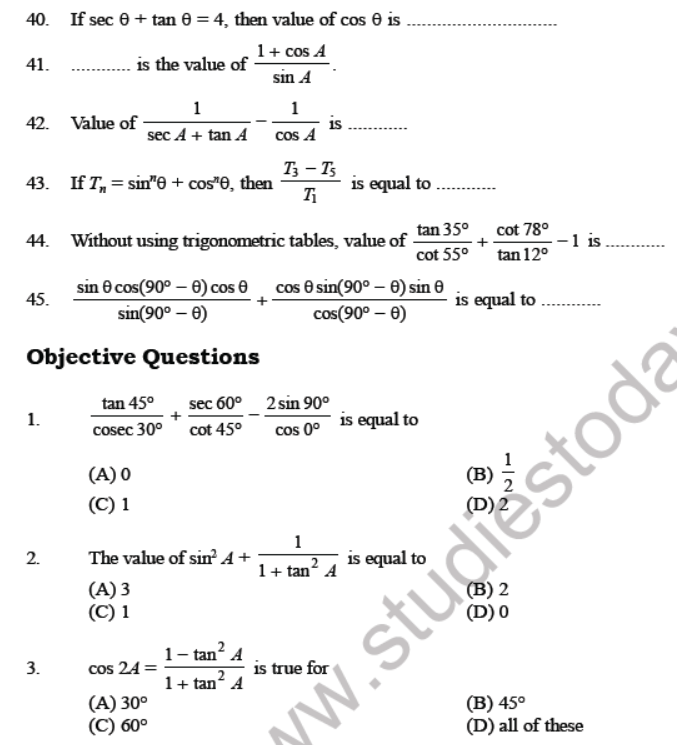 CBSE Class 10 Trigonometry