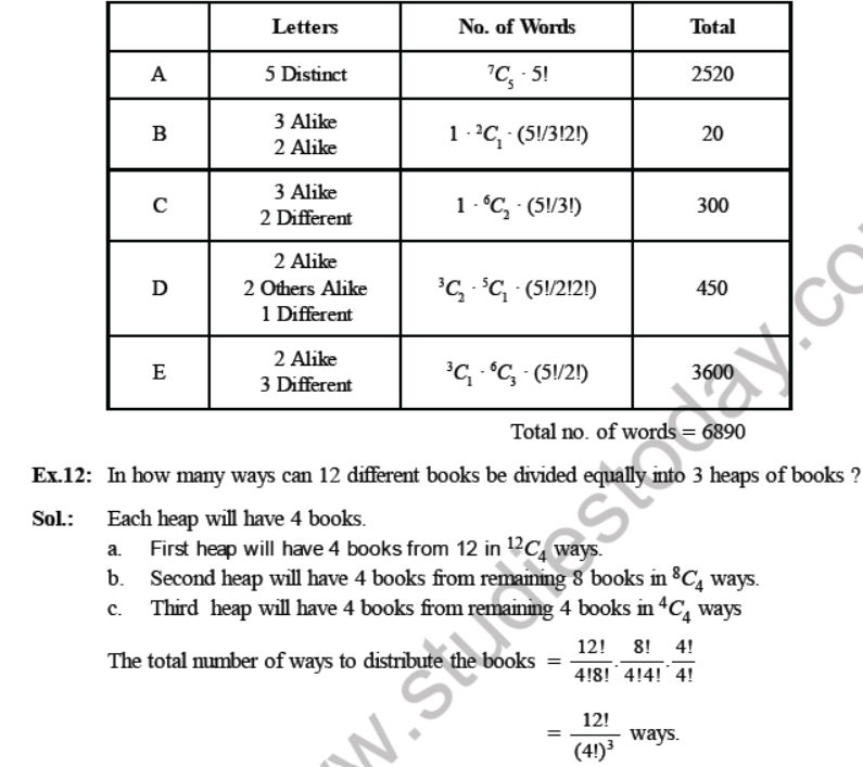 CBSE Class 11 Permutation and Combinations