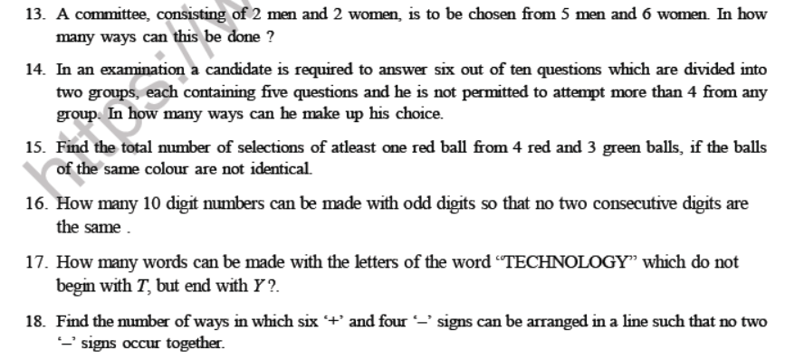 CBSE Class 11 Permutation and Combinations