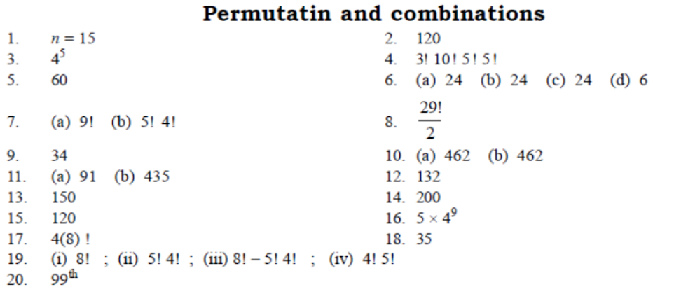 CBSE Class 11 Permutation and Combinations