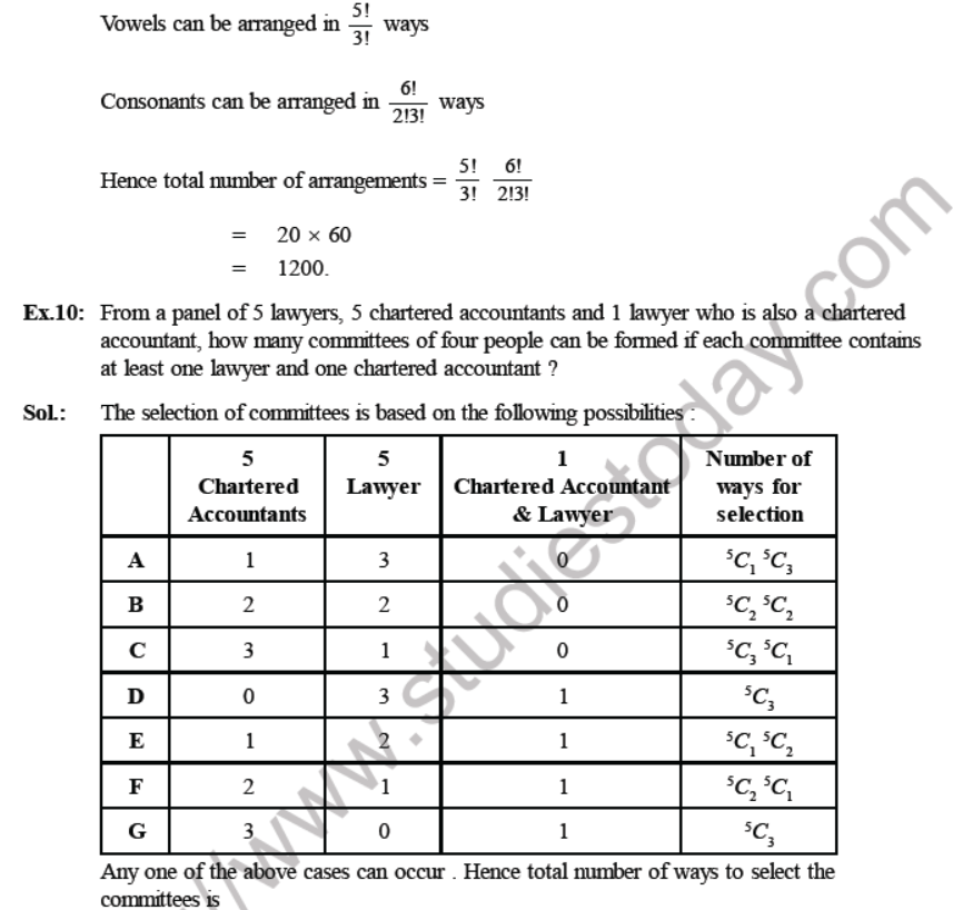 CBSE Class 11 Permutation and Combinations