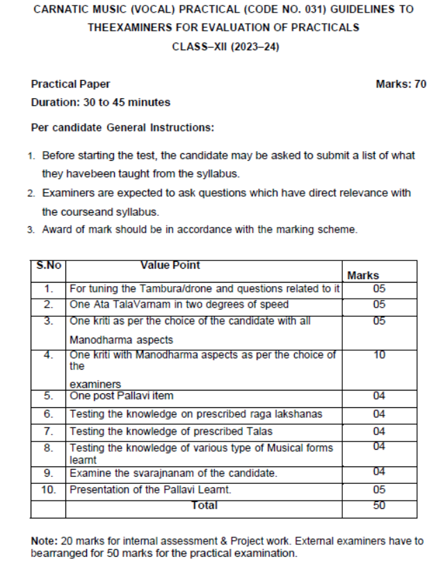 CBSE-Class-12-Carnatic Vocal-Syllabus-2023-2024