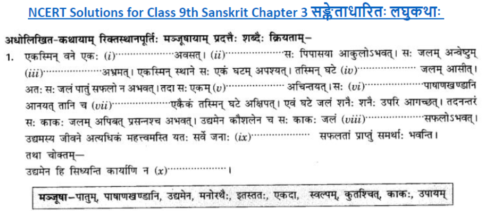 ncert-solutions-class-9-sanskrit-chapter-3-sadetadharit-laghukatha