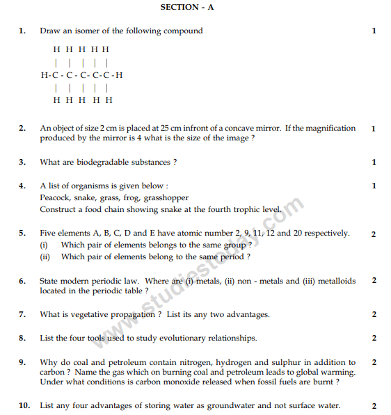 CBSE_Class_10_Science_Question_Paper