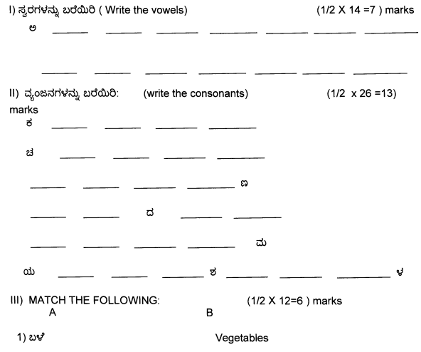grade 2 kannada worksheets