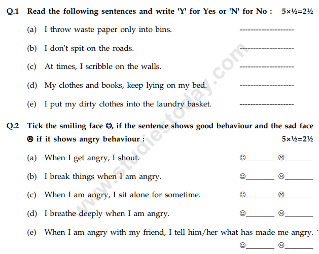 cbse class 3 moral science question paper set d