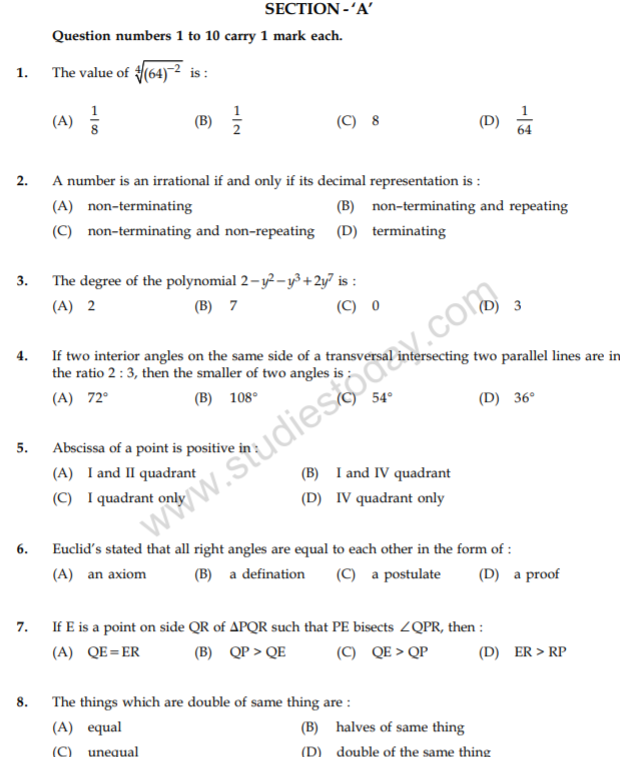class_9_Maths_Question_paper_40