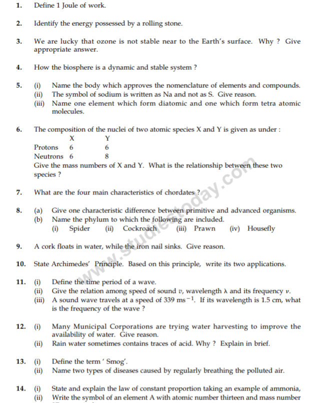 class_9_Science_Questions_paper_10