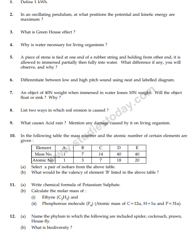 class_9_Science_Questions_paper_15